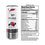 CELSIUS Energy Drink RTD Celsius Size: 12 Cans Flavor: Blue Razz Lemonade (Fizz Free & Brand New), Astro Vibe, Galaxy Vibe, Cosmic Vibe, Oasis Vibe, Lemon Lime, Fantasy Vibe, Sparkling Grape Rush, Mango Passionfruit, Arctic Vibes, Strawberry Lemonade, Str