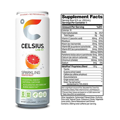 CELSIUS Energy Drink RTD Celsius Size: 12 Cans Flavor: Blue Razz Lemonade (Fizz Free & Brand New), Astro Vibe, Galaxy Vibe, Cosmic Vibe, Oasis Vibe, Lemon Lime, Fantasy Vibe, Sparkling Grape Rush, Mango Passionfruit, Arctic Vibes, Strawberry Lemonade, Str