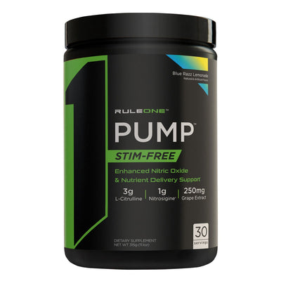 R1 Pump Pump Pre Workout Rule One Size: 30 Servings Flavor: Blue Razz Lemonade