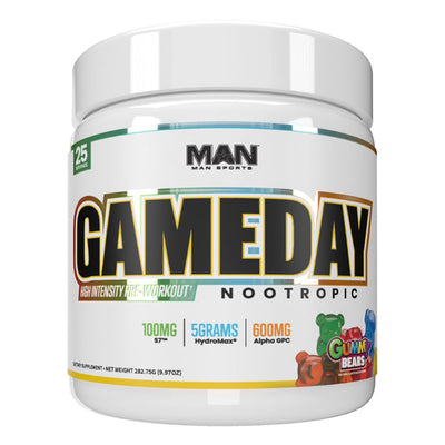 GameDay Pre Workout Pre-Workout MAN Size: 30 Servings Flavor: Pink Lemonade, Sour Batch, Rainbow Sherbert