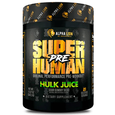 Alpha Lion Super Human Pre-Workout Pre-Workout Alpha Lion Size: 21 Servings Flavor: Hulk Juice (Sour Gummy Bear)