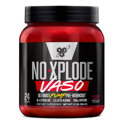 NO XPLODE VASO Pre Workout Pre-Workout BSN Size: 24 Servings, 48 Servings Flavors: Jungle Juice, Razzle Dazzle, Grape Fury, Pineapple Pump, Watermelon