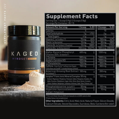 Kaged Mindset + Caffeine Pre-Workout KAGED Size: 30 Servings Flavor: Orange Mango