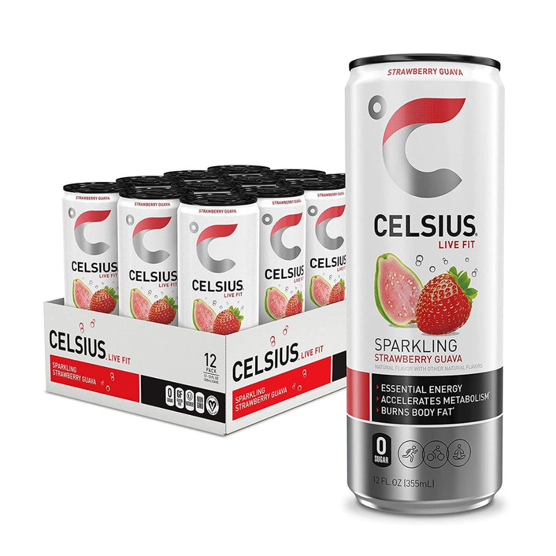 CELSIUS Energy Drink RTD Celsius Size: 12 Cans Flavor: Strawberry Guava