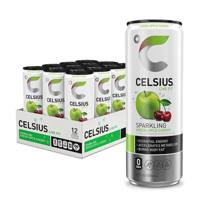 CELSIUS Energy Drink RTD Celsius Size: 12 Cans Flavor: Green Apple Cherry