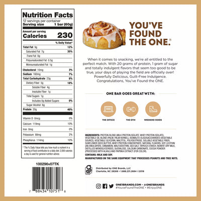 ONE Bar Healthy Snacks ONE Size: 12 Bars Flavor: Peanut Butter Cup, Pumpkin Pie, Birthday Cake, Lemon Cake, Cookies and Creme, Peanut Butter Pie, Blueberry Cobbler, Cinnamon Roll, Maple Glazed Doughnut, S'Mores, Fruity Cereal, Almond Bliss, Chocolate Chip