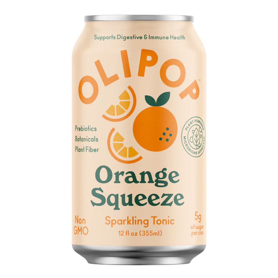 Olipop Prebiotic Healthy Soda RTD Olipop Size: 12 Cans Flavor: Tropical Punch, Cherry Cola, Cream Soda, Classic Grape, Strawberry Vanilla, Classic Root Beer