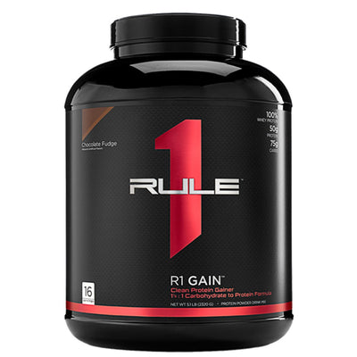 R1 Gain Mass Gainers Rule One Size: 10 Lbs., 5 Lbs. Flavor: Vanilla Creme, Chocolate Fudge, Chocolate Peanut Butter