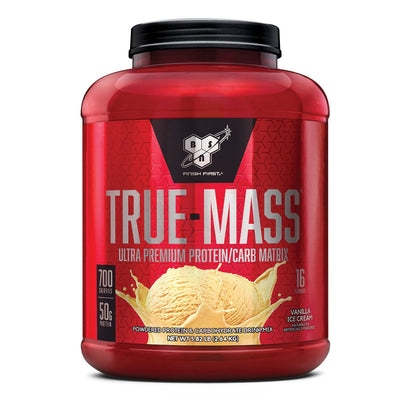 True-Mass Mass Gainers BSN Size: 5.82 Lbs. Flavor: Chocolate MilkShake, Strawberry Milkshake, Vanilla Ice Cream, Cookies & Cream