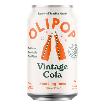 Olipop Prebiotic Healthy Soda RTD Olipop Size: 12 Cans Flavor: Tropical Punch, Cherry Cola, Cream Soda, Classic Grape, Strawberry Vanilla, Classic Root Beer