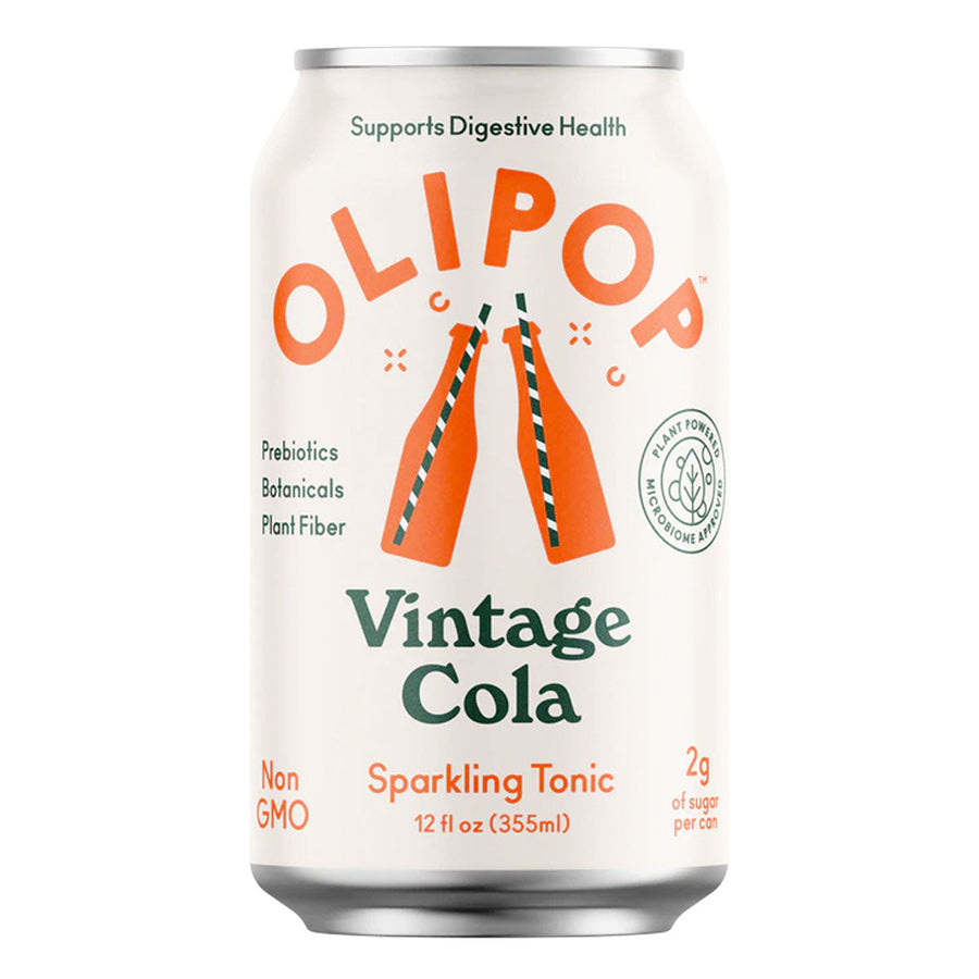 Olipop Prebiotic Healthy Soda RTD Olipop Size: 12 Cans Flavor: Tropical Punch, Cherry Cola, Cream Soda, Classic Grape, Strawberry Vanilla, Classic Root Beer