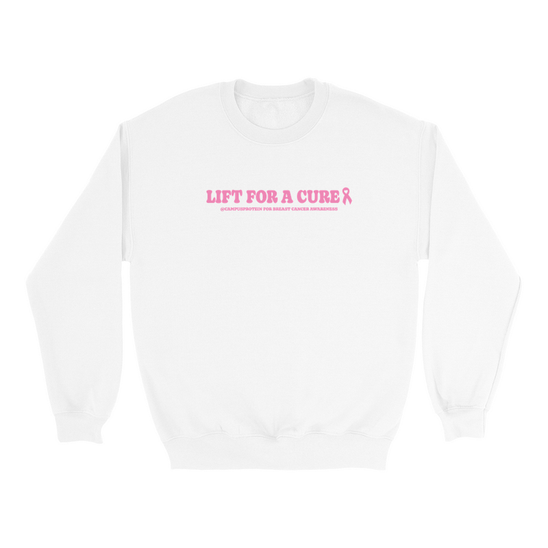 Lift for a cure sweatshirt Apparel & Accessories CampusProtein.com Colors: White, Light Pink, Sport Grey Sizes: Small (S), Medium (M), Large (L), Extra Large (XL), XXL (2XL)