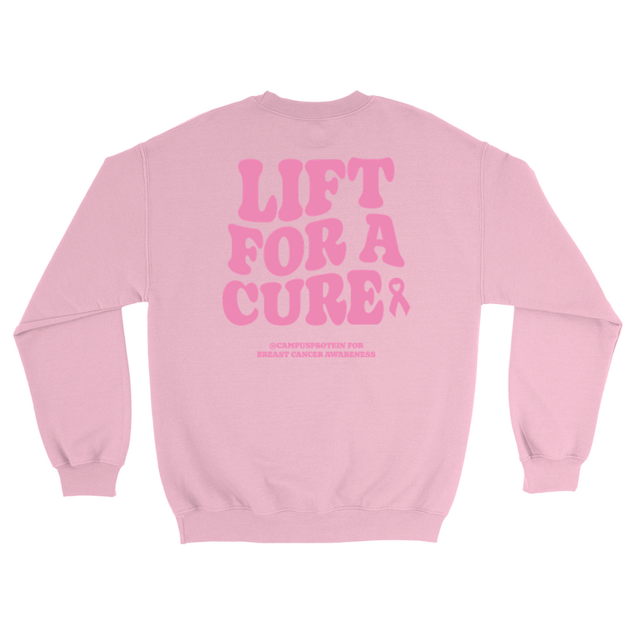 Lift for a cure sweatshirt Apparel & Accessories CampusProtein.com Colors: White, Light Pink, Sport Grey Sizes: Small (S), Medium (M), Large (L), Extra Large (XL), XXL (2XL)