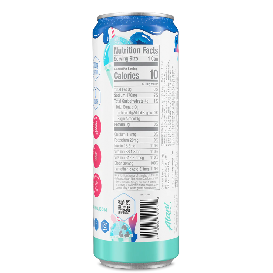 Alani Nu Energy Drinks Energy Drink Alani Nu Size: 12 Cans Flavor: Cherry Twist (NEW), Cosmic Stardust, Tropsicle, Mimosa, Cherry Slush, Watermelon Wave, Hawaiian Shaved Ice, Blue Slush by Whitney Simmons, Dream Float (Orange Creamsicle), Breezeberry, Kim